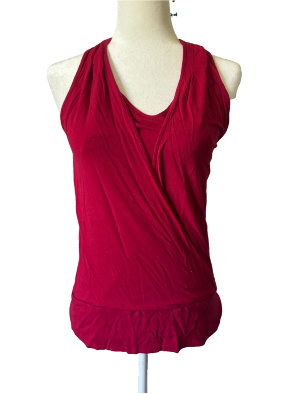 charlotte Russe Red Sleeveless Red Surplice Top Small Y2K Whimsigoth Draped